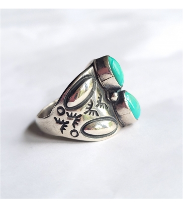 Bague deux turquoises