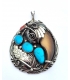 Pendentif griffe d'ours Corail et turquoises