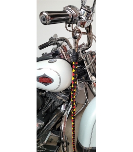 Ensemble fouet "whips" et lacet portefeuille en cuir noir, rouge et jaune