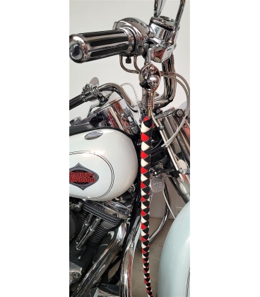 Ensemble fouet "whips" et lacet portefeuille en cuir rouge noir et blanc