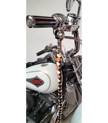 Ensemble fouet "whips" et lacet portefeuille en cuir orange noir et blanc