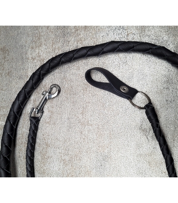 Ensemble fouet "whips" et lacet portefeuille en cuir noir