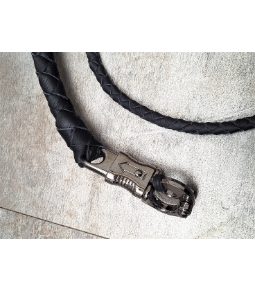 Ensemble fouet "whips" et lacet portefeuille en cuir noir