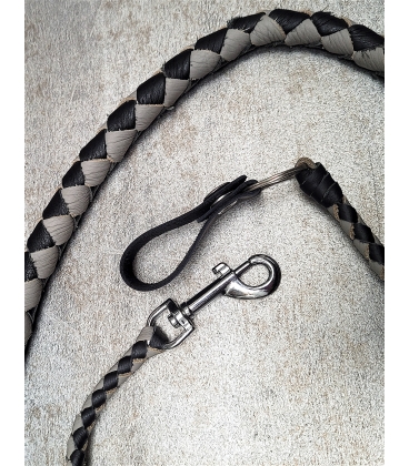 Ensemble fouet "whips" et lacet portefeuille en cuir noir et gris