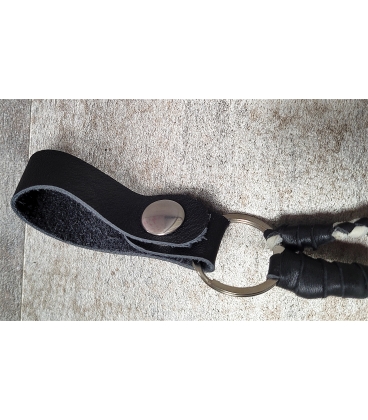 Lacet double en cuir noir et blanc