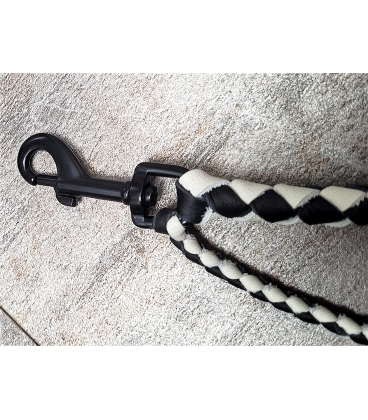 Lacet double en cuir noir et blanc