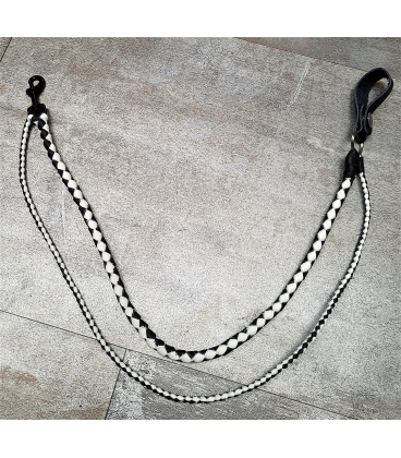 Lacet double en cuir noir et blanc