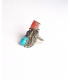 Bague Zuni Corail et turquoise et sa feuille