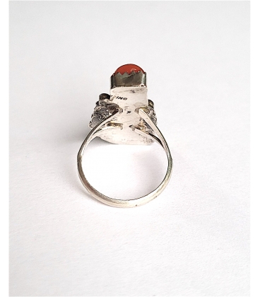 Bague Zuni Corail et turquoise et sa feuille