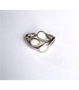 Bague 3 opales ovales en branche