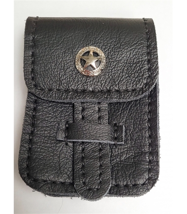 Etui à cigarettes en cuir noir fait main