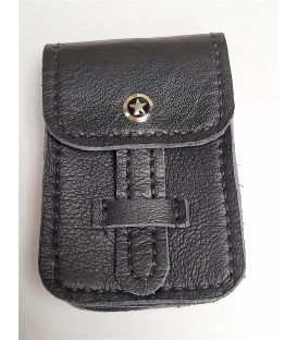Etui à cigarettes en cuir noir fait main