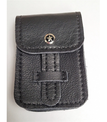 Etui à cigarettes en cuir noir fait main