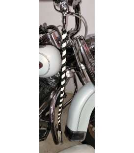 Fouet guidon de moto whips noir et blanc torsadé