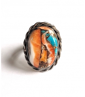 Bague ovale turquoise oyster copper argent