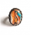 Bague ovale turquoise oyster copper argent