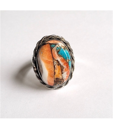 Bague ovale turquoise oyster copper argent