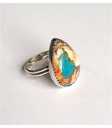 Bague forme goutte argent turquoise oyster copper