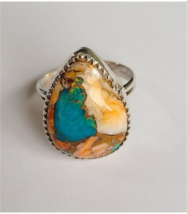 Bague forme goutte argent turquoise oyster copper
