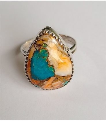 Bague forme goutte argent turquoise oyster copper