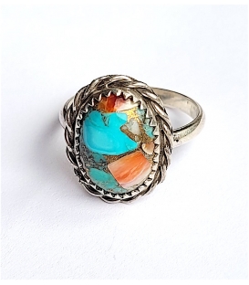 Bague turquoise oyster copper argent