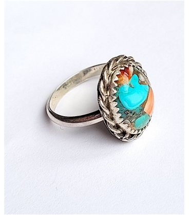Bague turquoise oyster copper argent