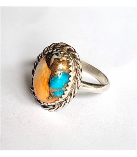 Bague ovale argent turquoise oyster copper