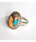 Bague ovale argent turquoise oyster copper