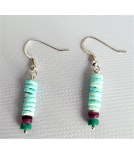 Boucles d'oreilles perles Heishi bleu