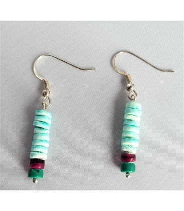 Boucles d'oreilles perles Heishi bleu