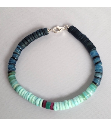 Parure Collier, Bracelet et Boucles d'oreilles bleu perles d'Heishi