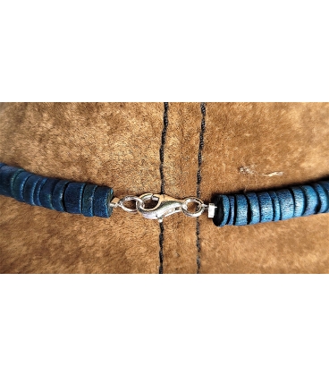 Parure Collier, Bracelet et Boucles d'oreilles bleu perles d'Heishi