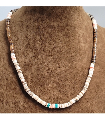 Collier en perles Heishi coquillage melo de couleurs