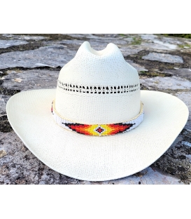 Tour de chapeau perlé sur cuir