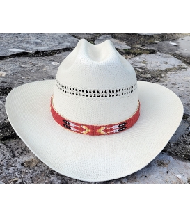 Tour de chapeau perlé sur cuir