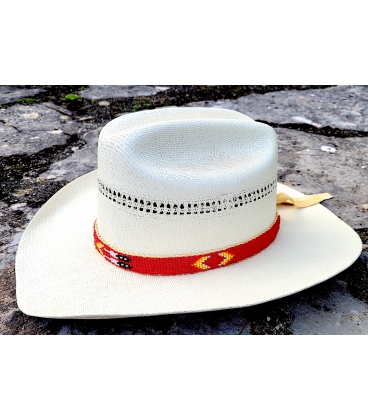 Tour de chapeau perlé sur cuir