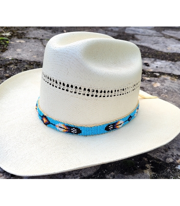 Tour de chapeau perlé sur cuir