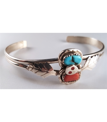 Bracelet argent turquoise et corail