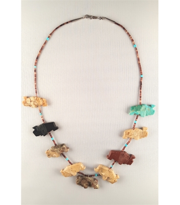 Collier fétiche multi pierres bisons