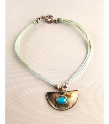 bracelet en tissus et nacre