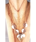 Collier perles bois et coquillage