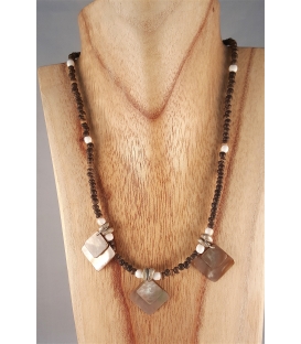 Collier perles bois et nacre