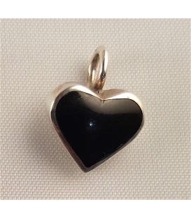 Pendentif coeur en onyx et argent