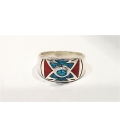 Bague Navajo turquoise et corail