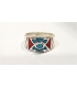 Bague Navajo turquoise et corail