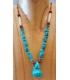 Collier os et turquoises