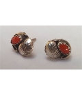 Boucles d'oreilles feuille et corail Navajo