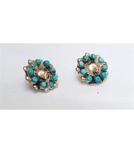 Boucles d'oreilles à clous marguerite turquoise